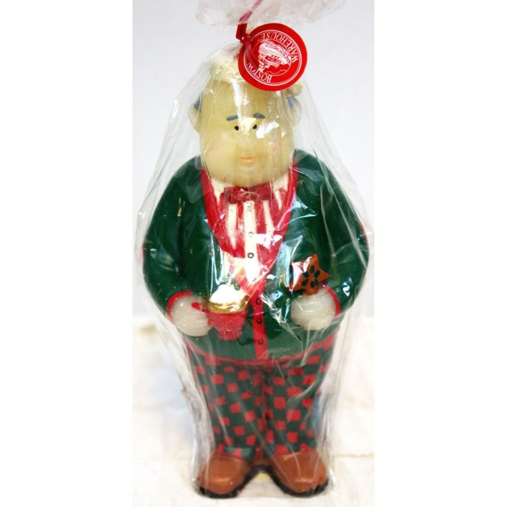 NEW Boston Warehouse Holiday Neighbors Candle Man Christmas Sweater Red & Green